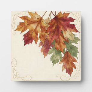 Plaque Photo Feuilles de érable d'automne à l'aquarelle Élégant
