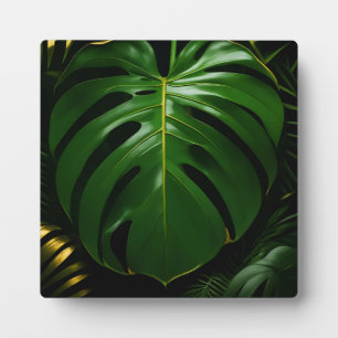 Plaque Photo Feuilles de Monstera Or Jungle Glamour
