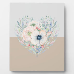 Plaque Photo Feuilles & Fleurs Aquarelle Coeur