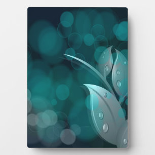 Plaque Photo Feuilles turquoise Bokeh