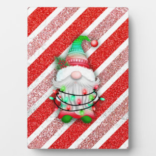 Plaque Photo Feux de Noël Gnome sur Parties scintillant de Sucr