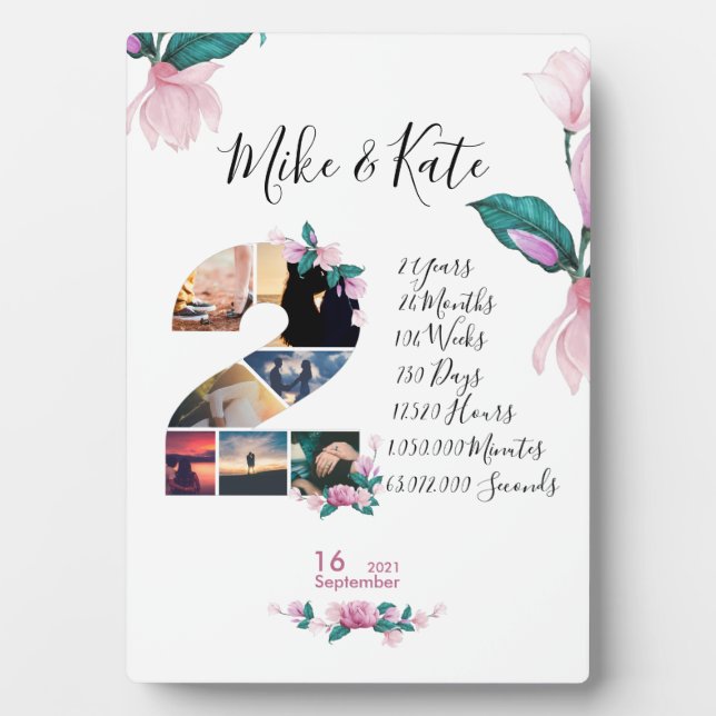 Plaque Photo Fiançailles Mariage Anniversaire collage Nouveau m (Devant)