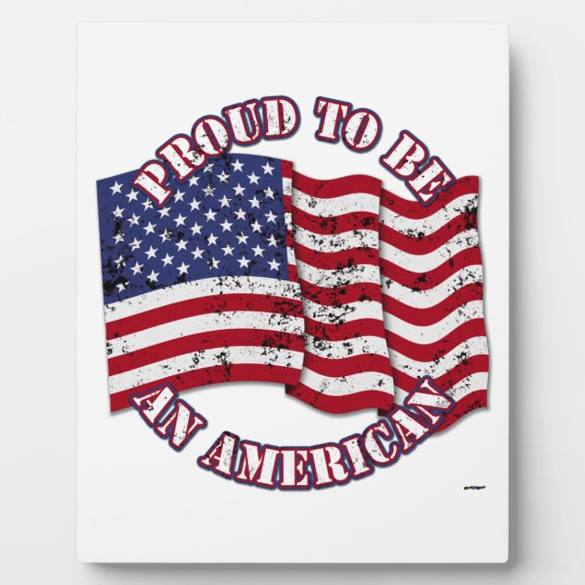 Plaque Photo Fier d'être un Américain avec les Etats-Unis Drape (Devant)