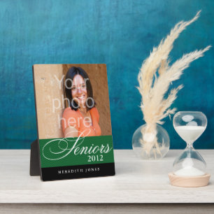 Plaque Photo Fier seniors vert noir classe de diplôme photo