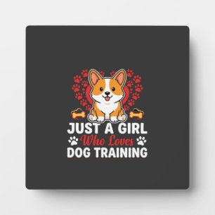 Plaque Photo Fille aime le dressage de corgi