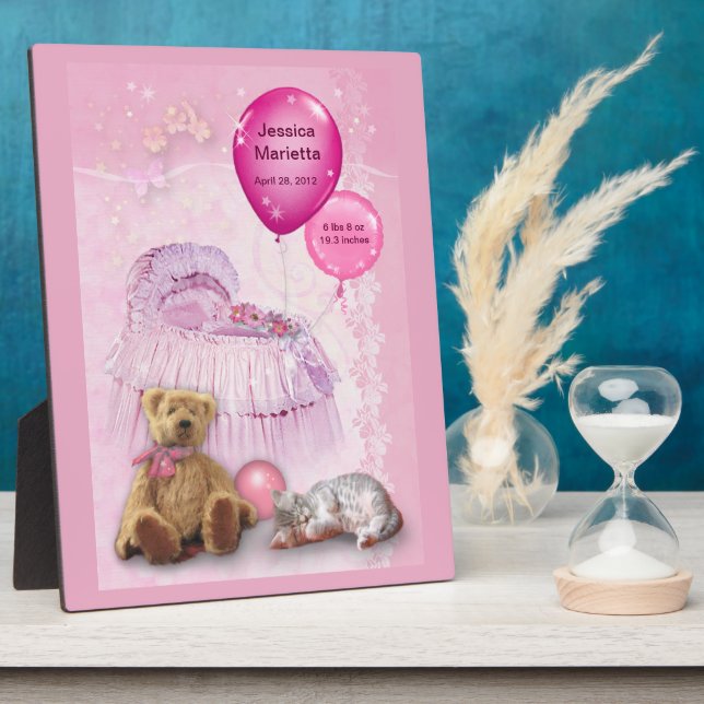 Plaque Photo Fille bébé personnalisable (Côté)