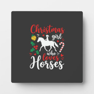 Plaque Photo Fille de Noël qui aime les chevaux