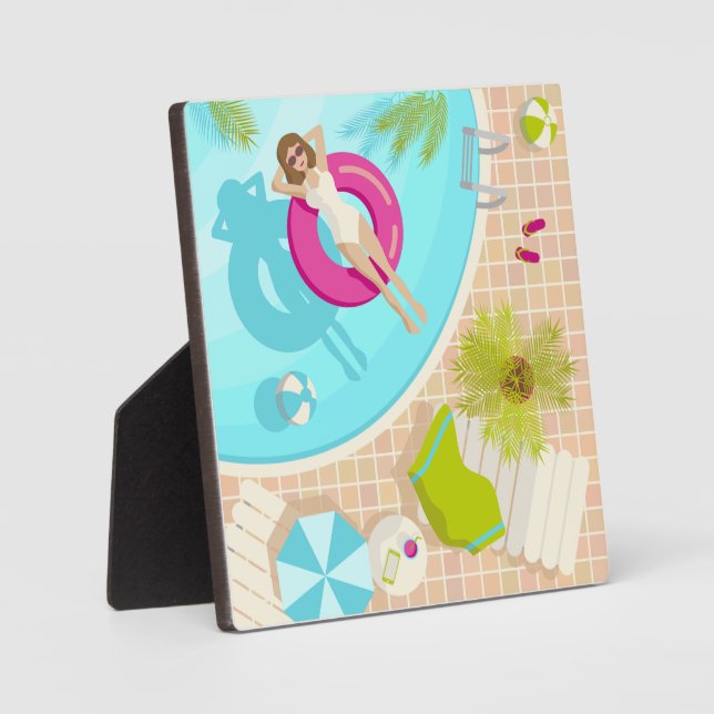 Plaque Photo Fille de piscine en bikini plage d'été (Recto)