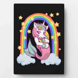 Plaque Photo Fille de sirène licorne arc-en-ciel