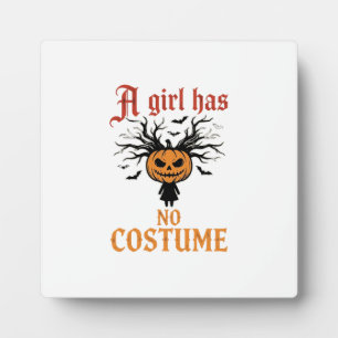 Plaque Photo Fille d'Halloween n'a pas de costume Citrouille
