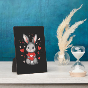Plaque Photo Fille du cœur amoureuse de lapin