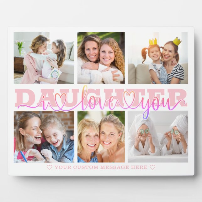 Plaque Photo FILLE I Love You 6 Photo Collage Rose 8x10 (Devant)