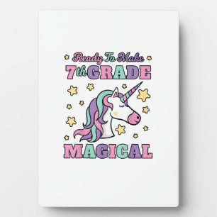 Plaque Photo Filles 7e année retour à l'école licorne magique G