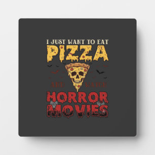 Plaque Photo Films d'horreur Pizza Halloween Crâne Chauves-sour