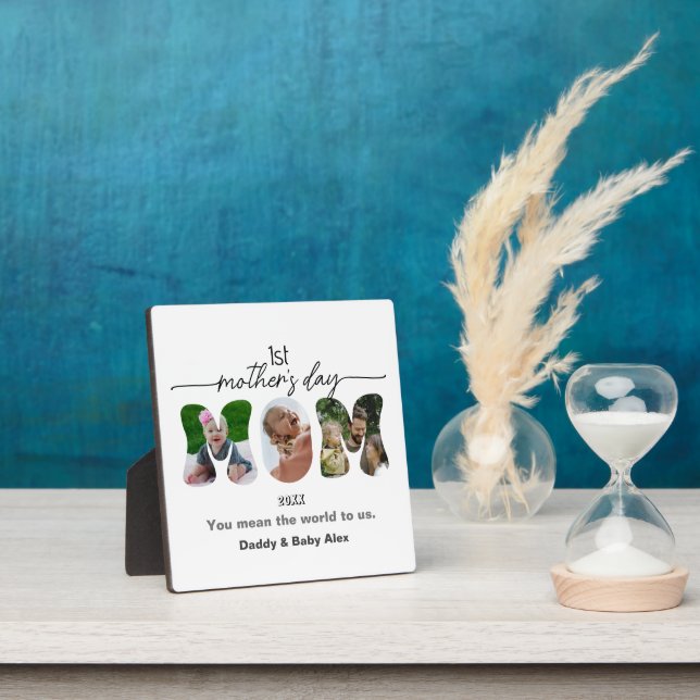 Plaque Photo First Mother's Day 3 Photos Collage Mom cut out (Insitu)