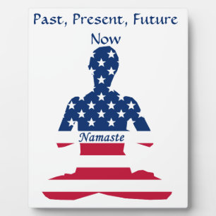 Plaque Photo Flag of USA meditation American yoga