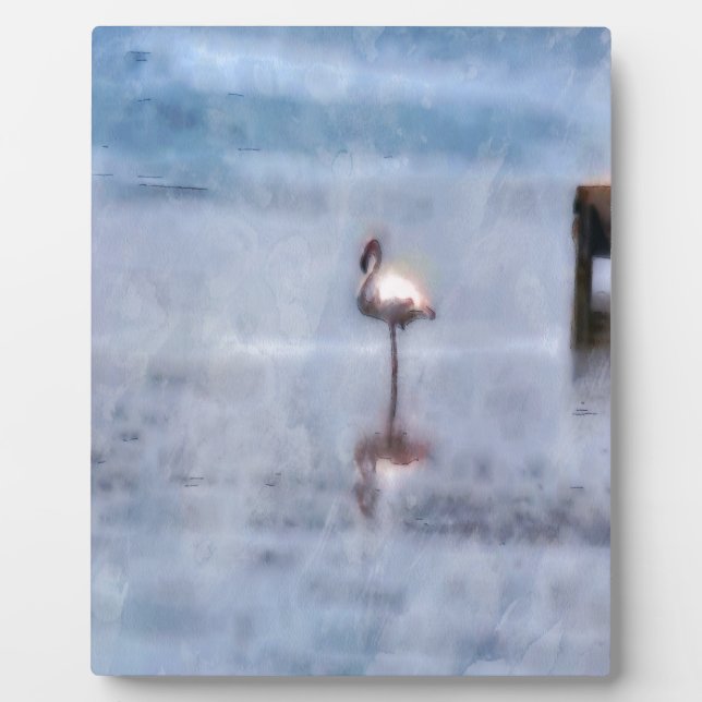 Plaque Photo Flamant rose aquarelle (Devant)