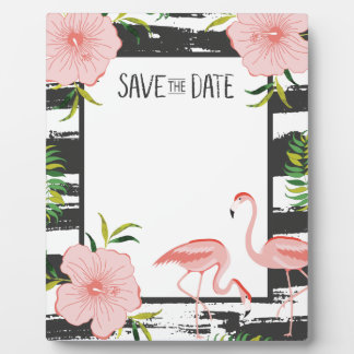 Plaque Photo Flamant rose rose Bande noire et blanche Date de s
