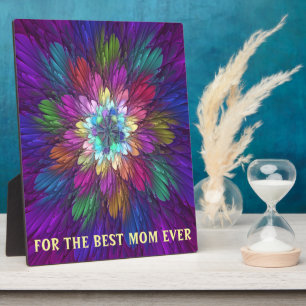 Plaque Photo Fleur colorée Abstrait Fractal Art Best Mom