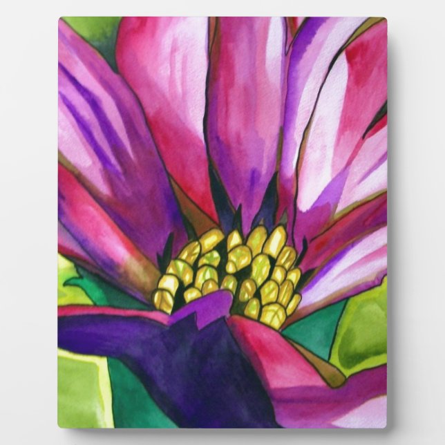 Plaque Photo Fleur d'art aquarelle marguerite africaine violett (Devant)