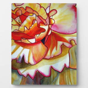 Plaque Photo Fleur de bégonia jaune aquarelle art original