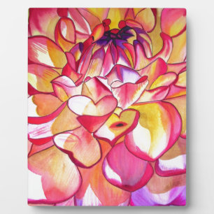 Plaque Photo Fleur de dahlia rose aquarelle beaux-arts
