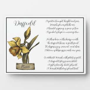 Plaque Photo Fleur de naissance MARS Anniversaire Daffodique