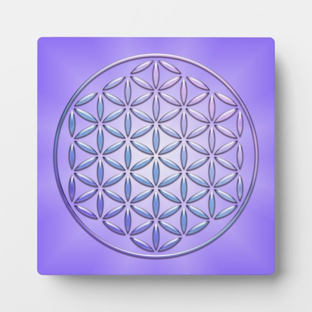 Plaque Photo Fleur de vie / Blume des Lebens - timbre violet (Devant)