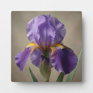 Plaque Photo Fleur d'Iris Violet Élégante en Fleur