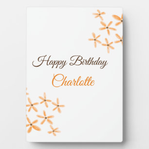 Plaque Photo Fleur orange brune heureux anniversaire ajouter no
