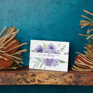 Plaque Photo Fleur personnalisée aquarelle violette  