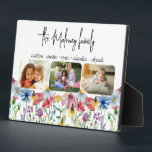 Plaque Photo Fleur sauvage Russe Nom de famille Enfants Noms 3<br><div class="desc">Affichage de photos fleurs sauvages rustiques personnalisées avec 3 de vos photos préférées, nom de famille, nom d'enfant ou prénom de chacun. Le design comprend des fleurs sauvages de campagne aquarelle, y compris le pavot, la marguerite, la fleur de maïs, le confleur, le trèfle et la tête de semis. Vos...</div>