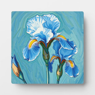 Plaque Photo Fleurs de l'iris bleu motif artistique