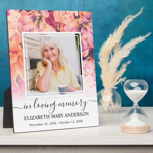 Plaque Photo Fleurs Lumineuses en Mémoire avec Amo (Côté)