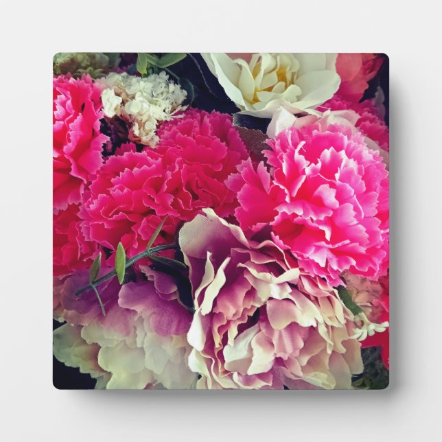 Plaque Photo Fleurs roses et crème (Devant)