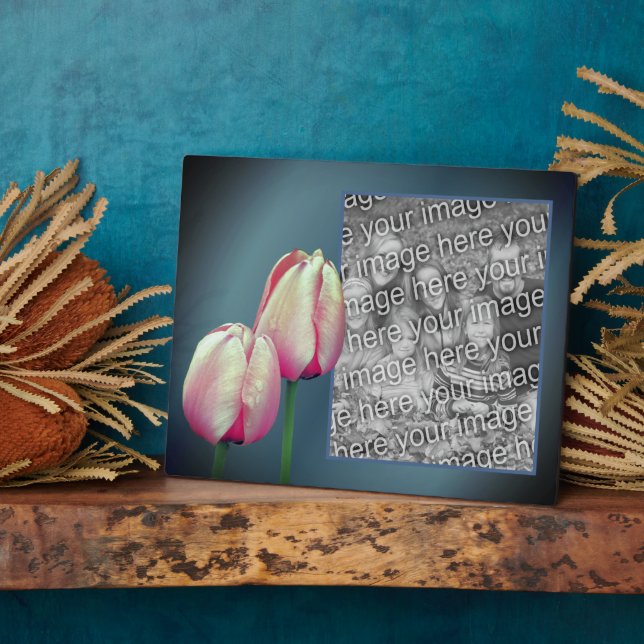 Plaque Photo Fleurs Tulipes Roses Ajoutez Votre Propre Photo (Côté)