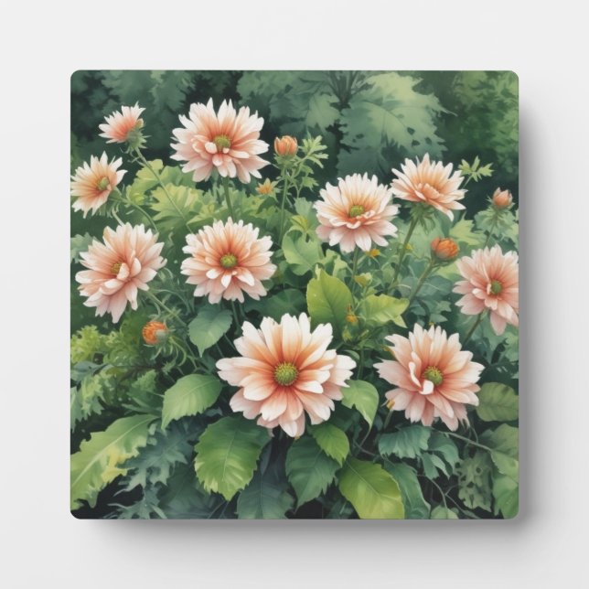 Plaque Photo Fleurs Verdure Elégante Aquarelle (Devant)