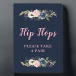 Plaque Photo flip flops rose fleur marine mariage faveurs signe<br><div class="desc">un joli design avec des fleurs d'aquarelle</div>