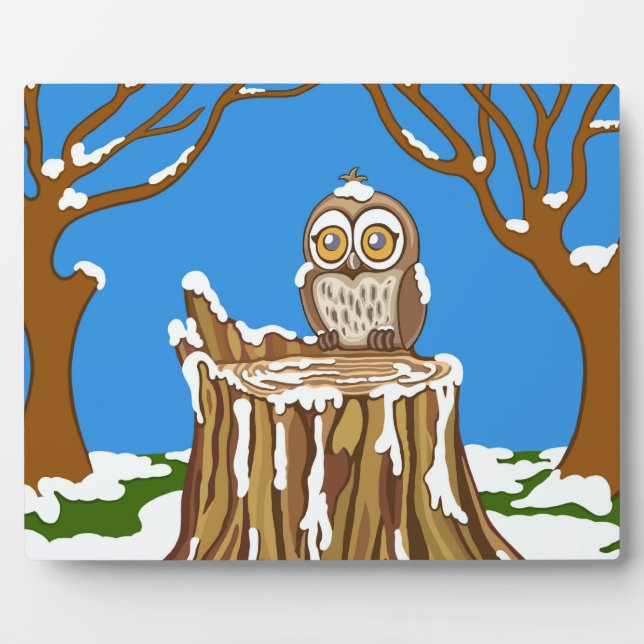 Plaque Photo Flocon de neige au hibou (Devant)