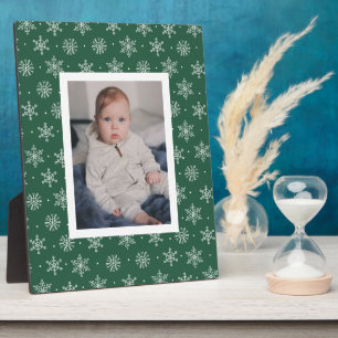Plaque Photo Flocon de neige hivernal paisible Vert