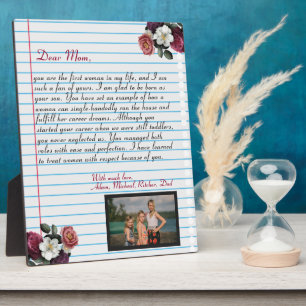 Plaque Photo Floral Chic lettre d'amour manuscrite message mama