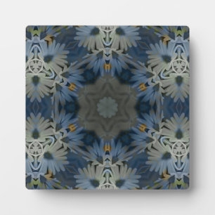 Plaque Photo Floral de marguerite bleu antique