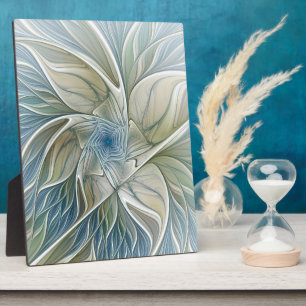 Plaque Photo Floral Dream Pattern Abstract Blue Khaki Fractal