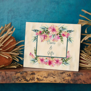 Plaque Photo Floral Laissez vos cartes et cadeaux ici