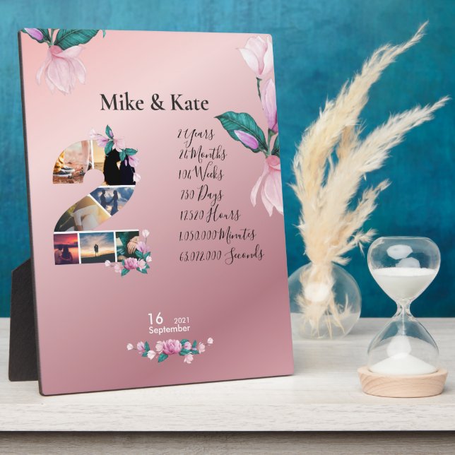 Plaque Photo Floral Personnalisé Joyeux Anniversaire Avec colla (Côté)