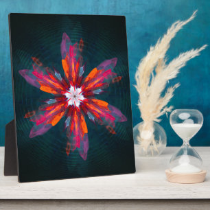 Plaque Photo Flore Mandala Flowers Orange Red Blue Abstract