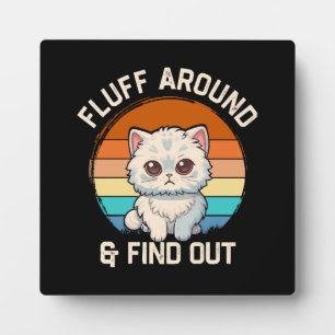 Plaque Photo Fluff autour et découvrez Funny Retro Cat