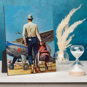 Plaque Photo Flying cowboy by Mead Schaffer