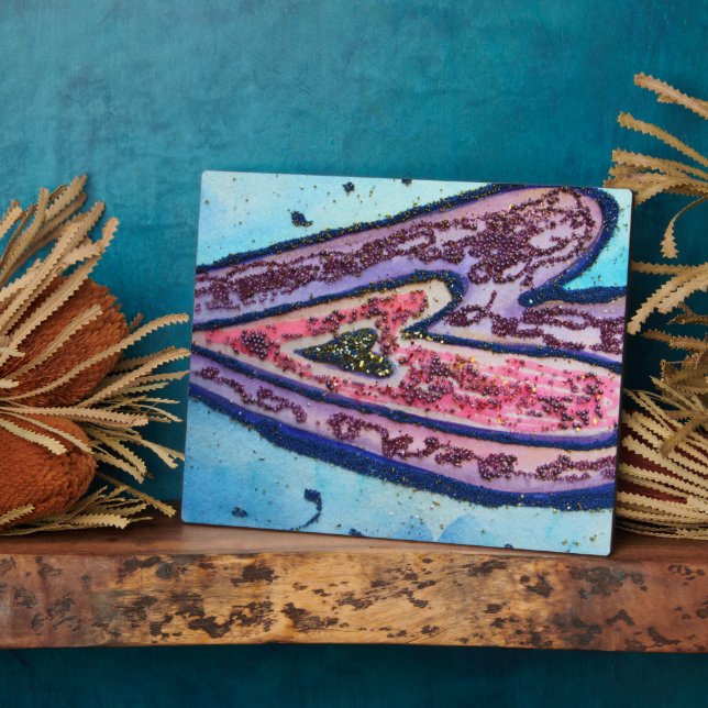 Plaque Photo Foi rose bleu Parties scintillant Coeurs Art Impri (Côté)