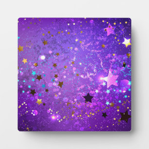 Plaque Photo Fond en feuille de papier violet avec des étoiles